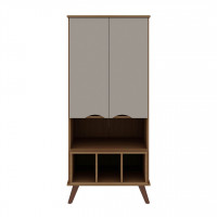 Manhattan Comfort 14PMC11 Hampton 26.77 Display Cabinet 6 Shelves and Solid Wood Legs in Off White and Maple Cream